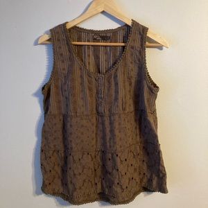 Prana brown eyelet tank top. Size large.